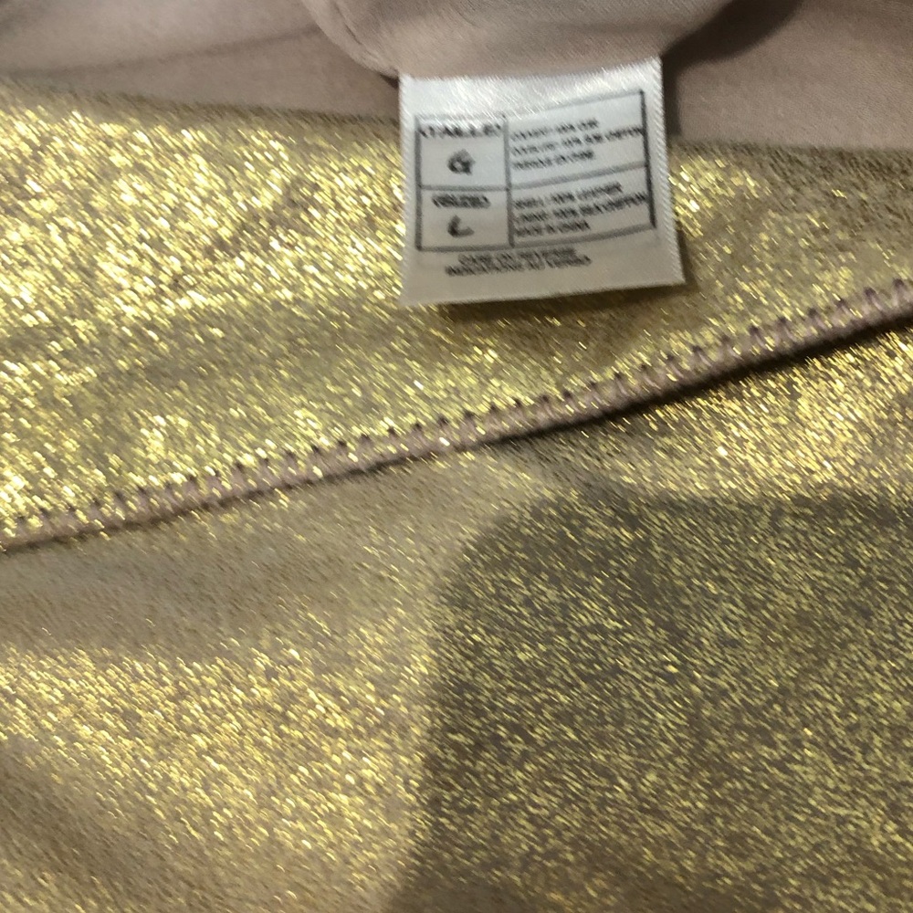 June Leather 2 Button Blazer L In Gold - image 3